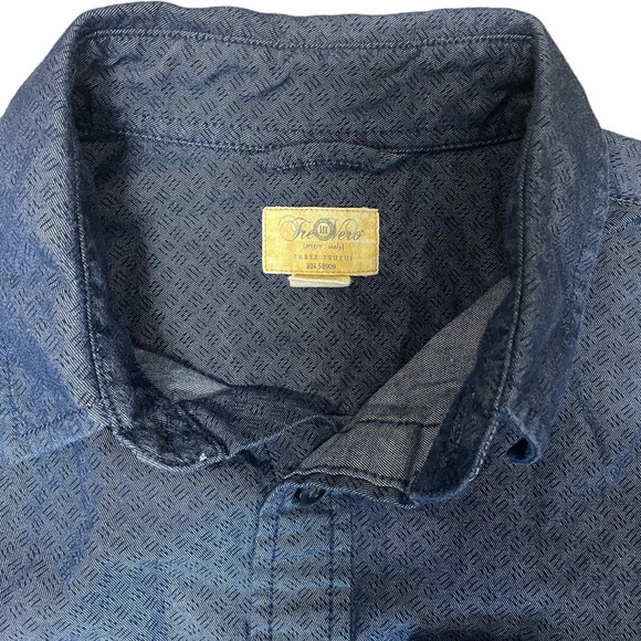 Tre Vero III Men's Long-sleeved Button-up Shirt Size Medium Navy Blue‎ - Picture 2 of 7
